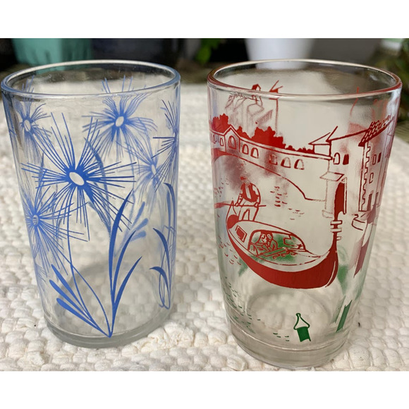 Vintage 60s mid century juice glasses tumbler 4oz set of 2 - Picture 1 of 13